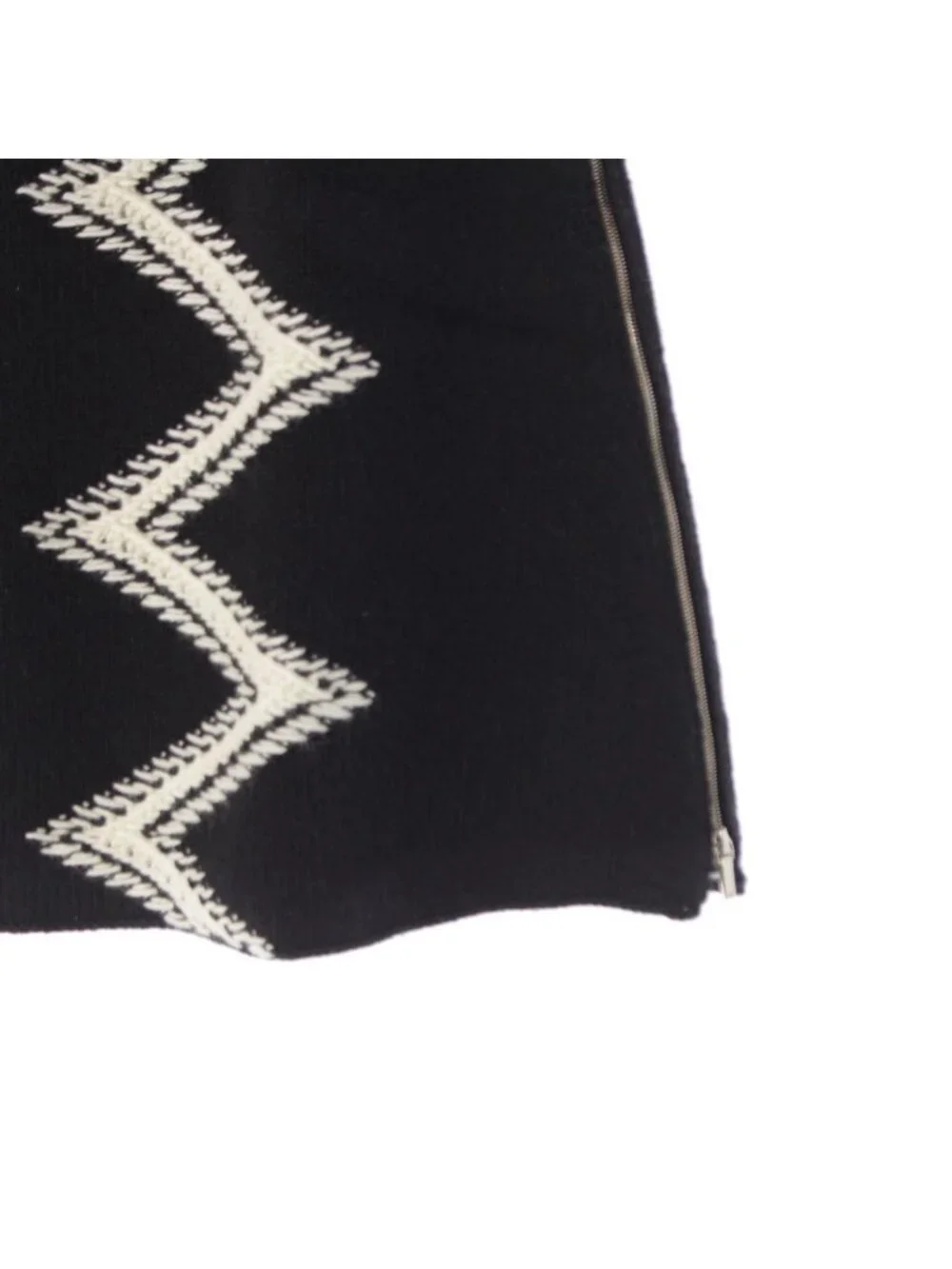 Chanel Wool Cashmere Side Zip Knit Skirt Black White 36